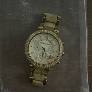 Michael Kors Gold-Tone Watch with Crystal Details